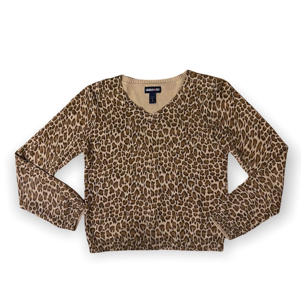 y2k libby lu cheetah print sweater